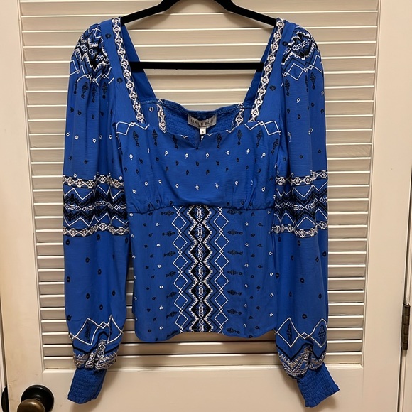 Hale Bob Hassina Embroidery Top in Blue, Size Small - Picture 6 of 16